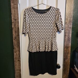 Black & Taupe Peplum Shift Dress *Buttery Soft*